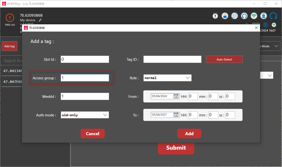 Adding a tag to an access group