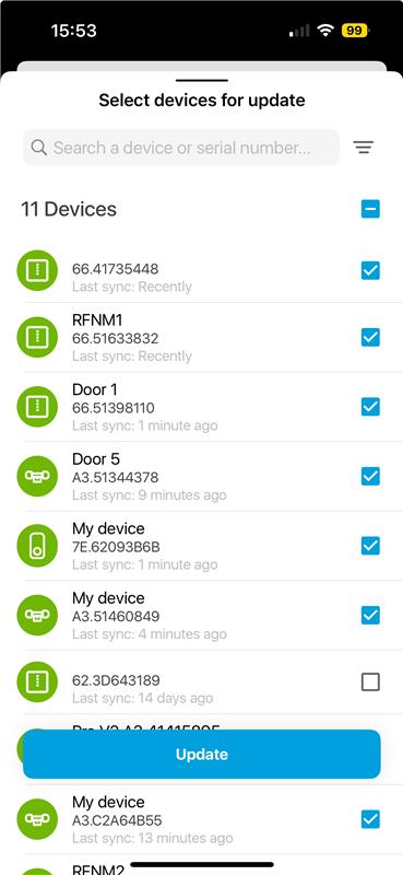 Device filter in DOM Service app
