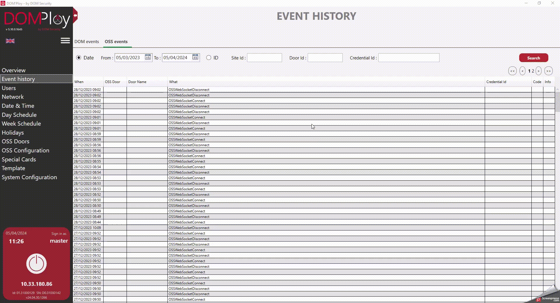 OSS event search