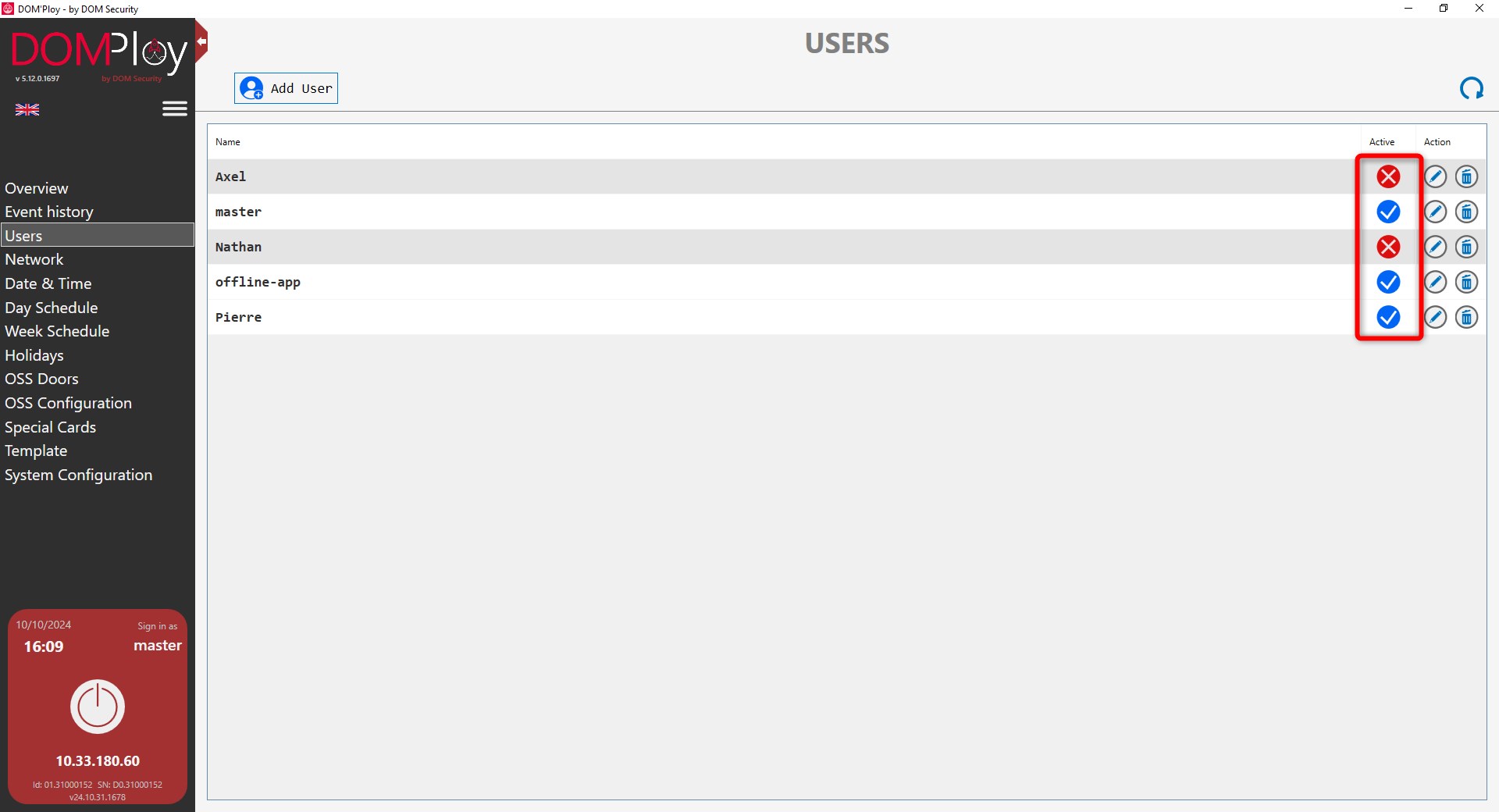 Users status